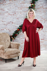 Bordeaux Silky Empire Dress