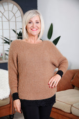 Camel Brushed Knitted Jumper