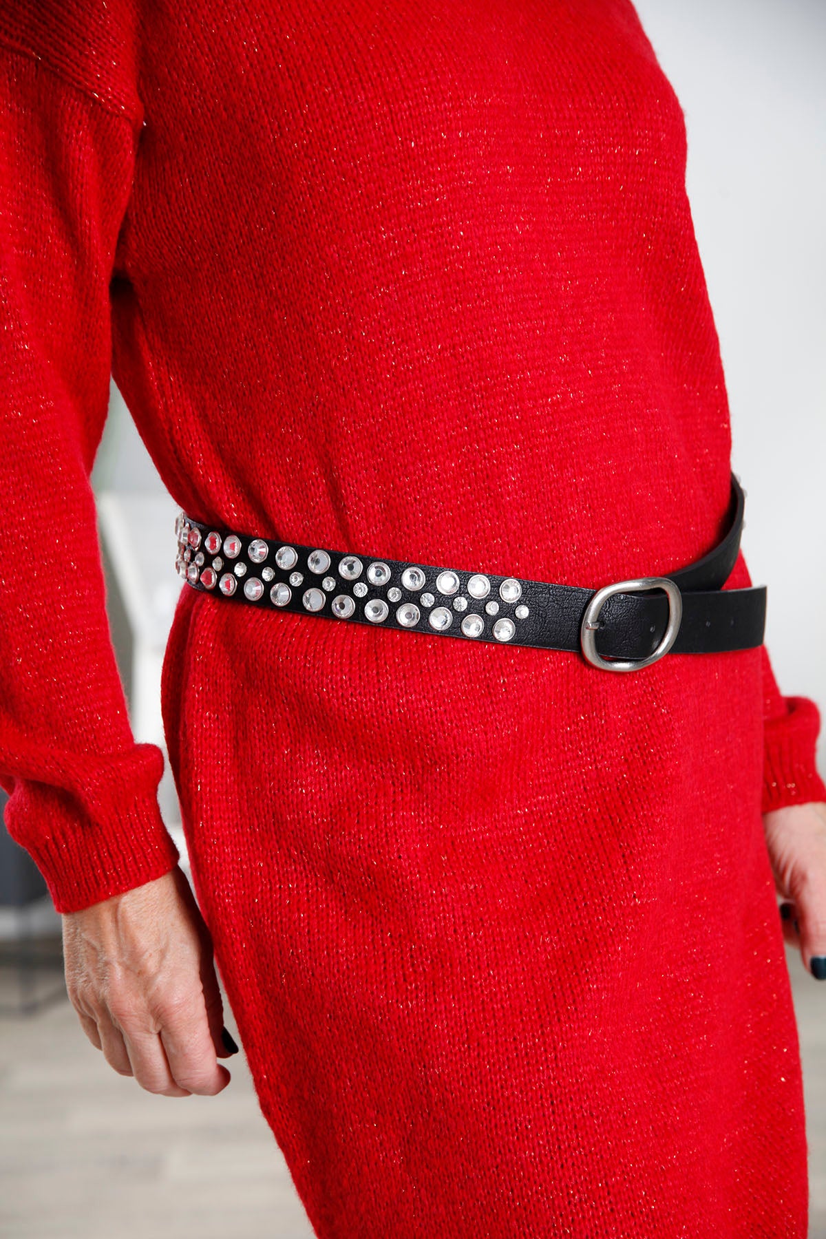 Black Diamante Stud Belt