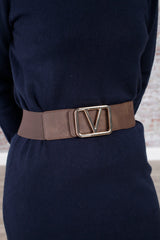 Galentino Stretch Belt Choc/Gold