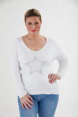 Lucy Lurex Star Top  White