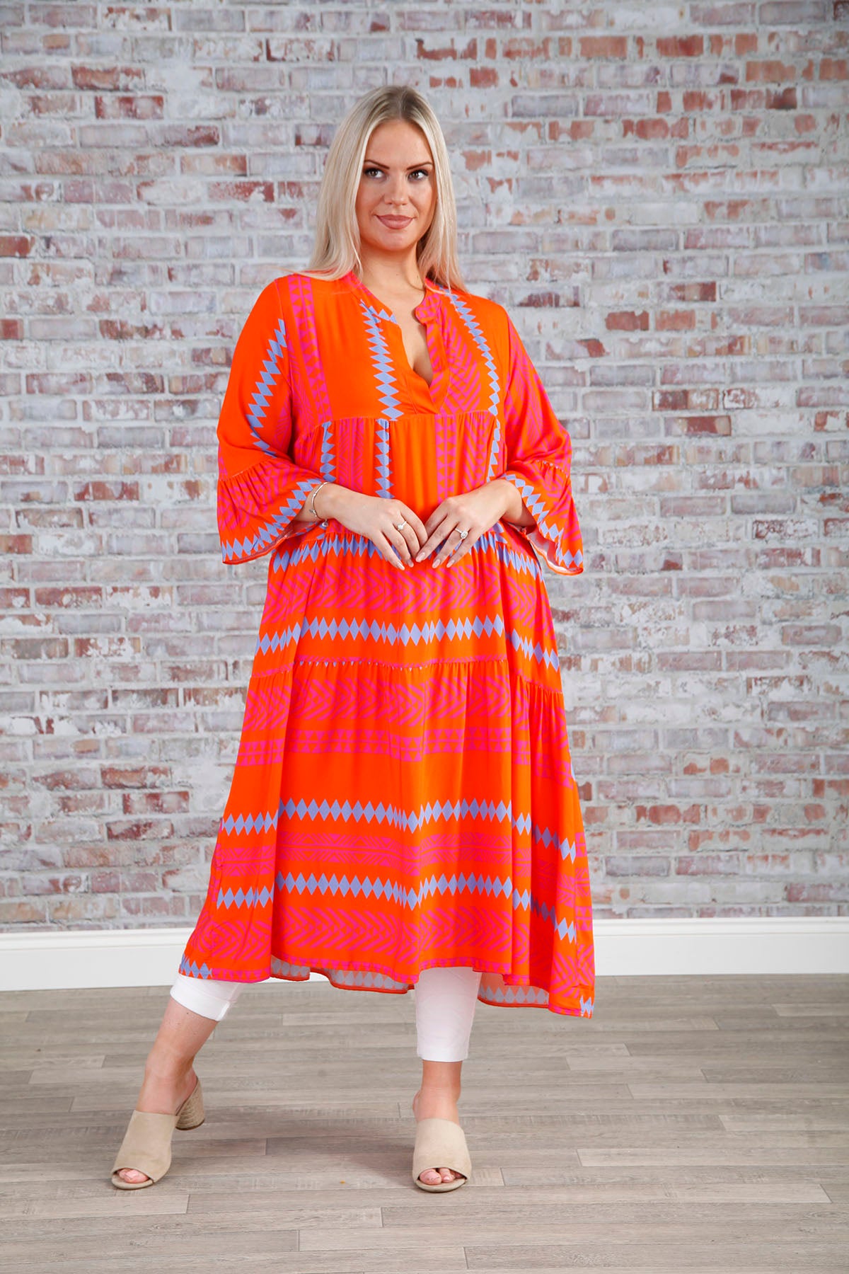 Avery Aztec Dress Orange