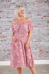 Lacey Leaf Dress Pomegranate