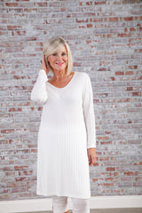 Ronnie Ribbed Dress White