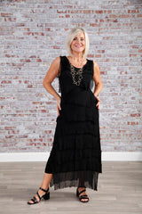 Silk Rosalie Ruffle Dress Black