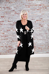 Cassie Star Cardigan Black