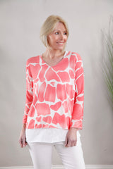 Gwen Giraffe Top Coral