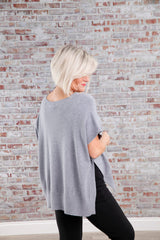 Bria Button Poncho Grey