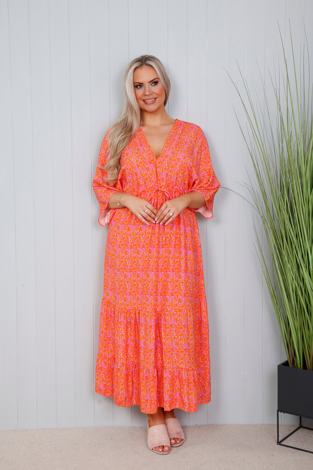 Penelope Floral Dress Tangerine