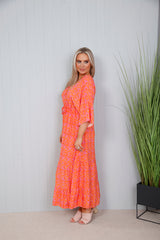 Penelope Floral Dress Tangerine