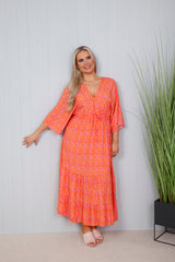 Penelope Floral Dress Tangerine