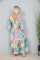 Petra Patchwork Dress Aqua