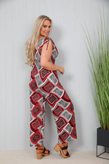 Aria Aztec Jumpsuit Red