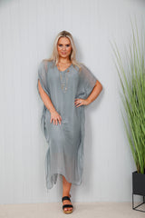 Sammie Silk Dress Pewter Grey