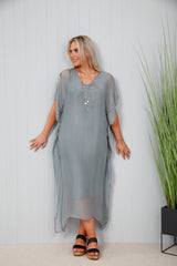 Sammie Silk Dress Pewter Grey