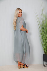 Sammie Silk Dress Pewter Grey