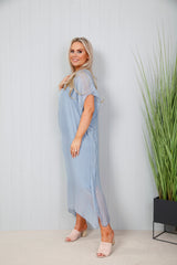 Sammie Silk Dress Denim Blue