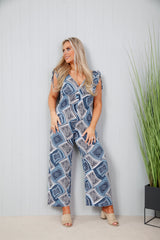 Aria Aztec Jumpsuit Blue