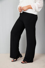 Crinkle Wide Leg Trouser Black