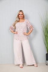 Silk Palazzo Trousers Blush Pink