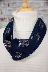 Elephant Magnetic Scarf Navy