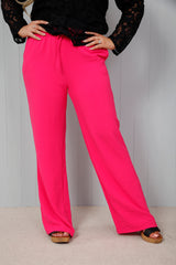 Crinkle Wide Leg Trouser Raspberry