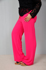 Crinkle Wide Leg Trouser Raspberry