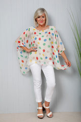 Polly Polka Dot Top Beige