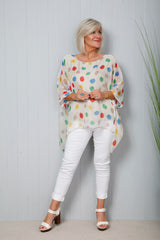 Polly Polka Dot Top Beige