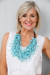 Rosie Ribbon Necklace Aqua