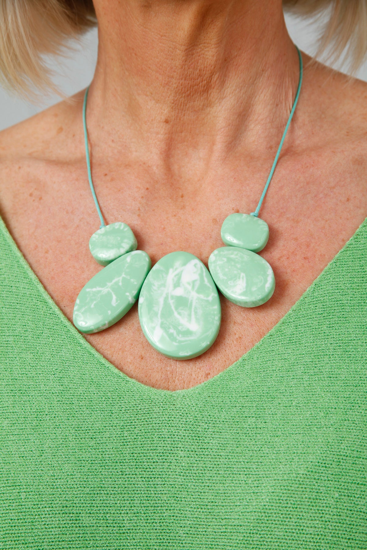 Marble Pendant Necklace Pastel Green