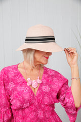 Shell Pink Round Summer Straw Hat