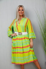 Avery Aztec Dress Lime