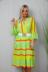 Avery Aztec Dress Lime