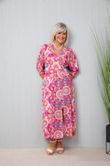 Mila Floral Mandala Dress Fuchsia