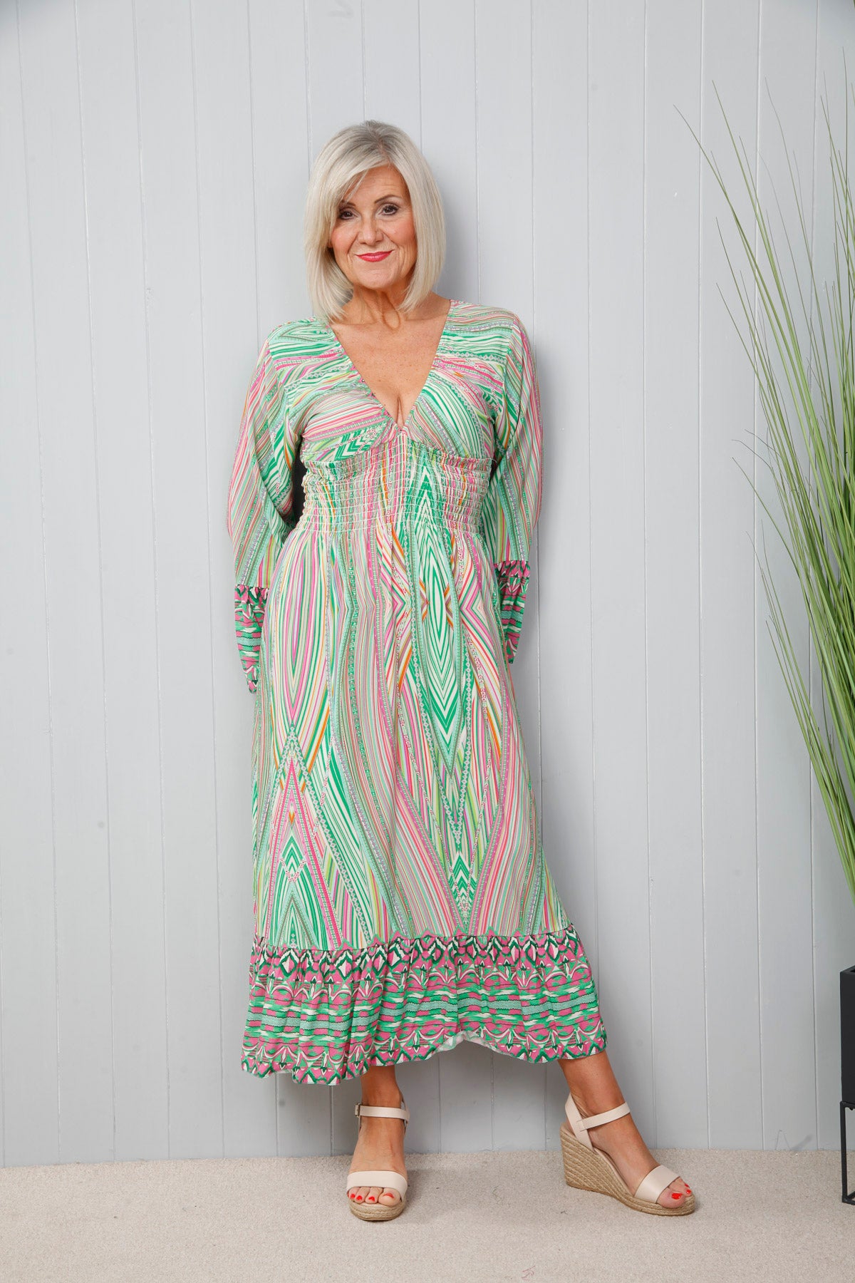 Sophia Stripe Dress Green