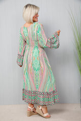 Sophia Stripe Dress Green