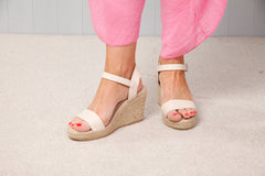 Woven Wedge Sandals Nude