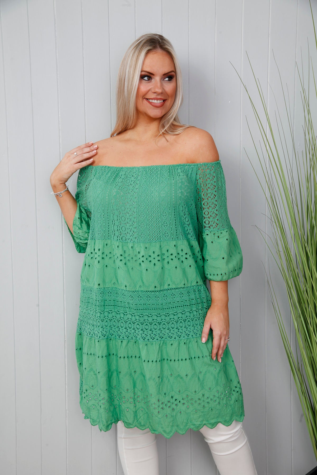 Emerald Lace Cotton Tunic