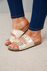 Macey Metallic Sandals White