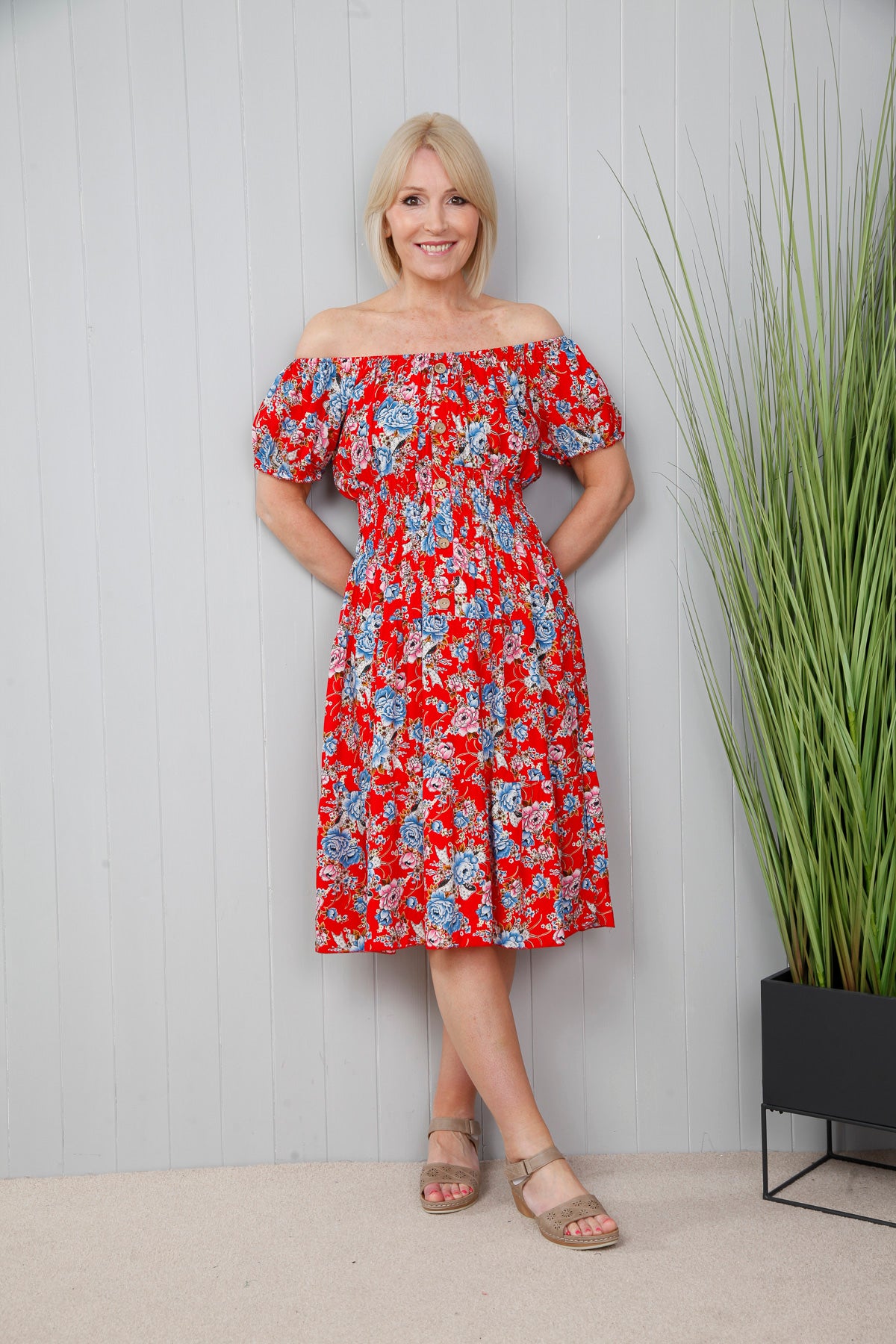 Freya Floral Dress Scarlet