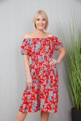 Freya Floral Dress Scarlet