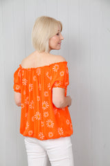 Daisy Bardot Top Tangerine