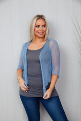 Simone Fine Knit Shrug Sky Blue