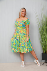 Adelina Abstract Dress Yellow