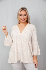 Ditsy Flowered Top Pale Grey