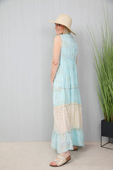 Larissa Lace Tiered Dress Turquoise