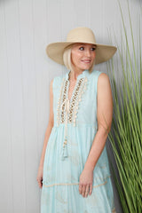 Larissa Lace Tiered Dress Turquoise