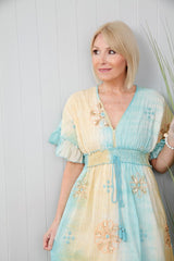 Phoenix Dress Yellow Aqua