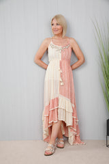 Daria Drape Tiered Dress Peachy Pink